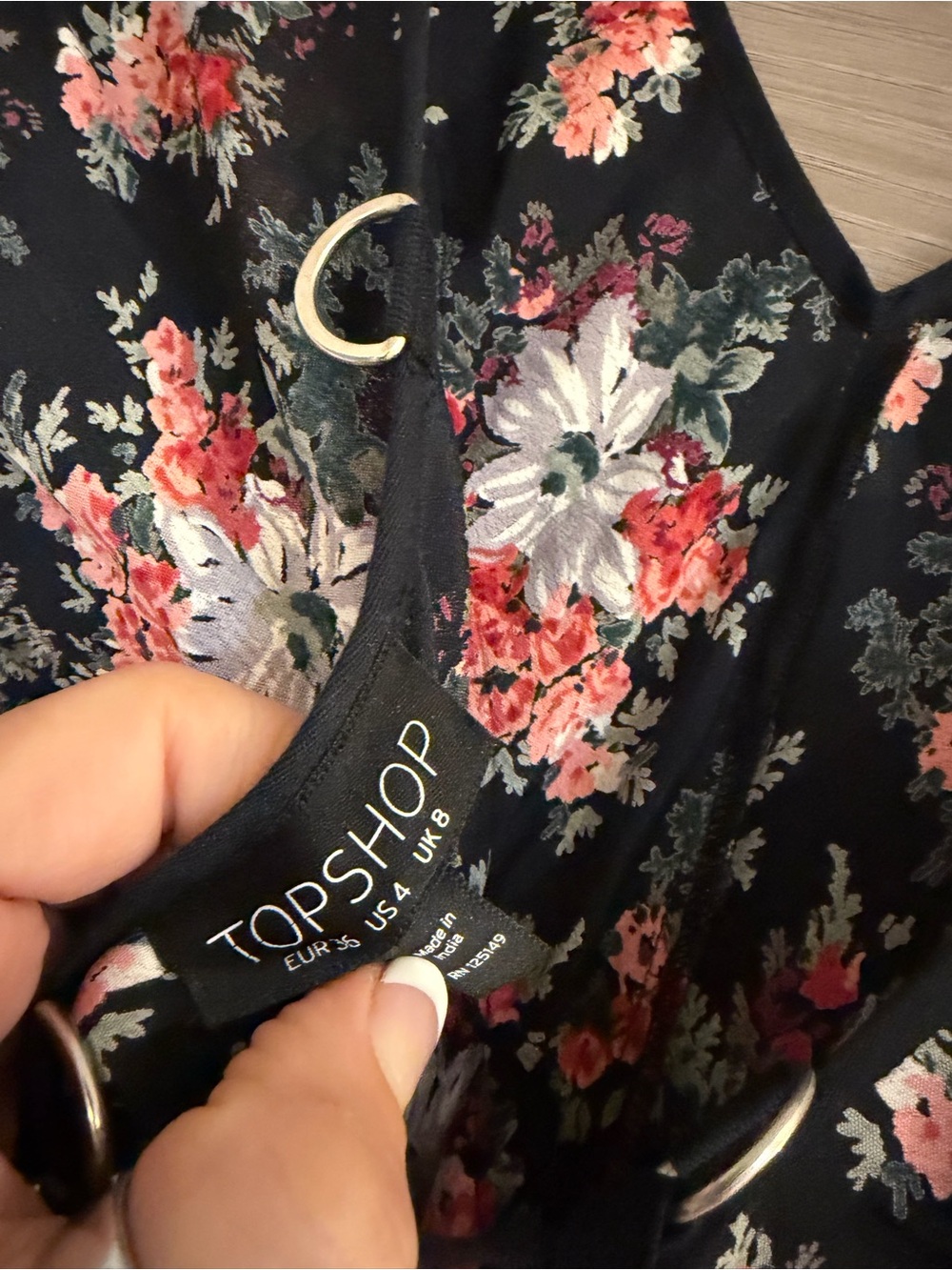 Topshop Nordstrom floral ruffle lace-up back splice d-ring maxi dress Size 4 - Picture 12 of 14
